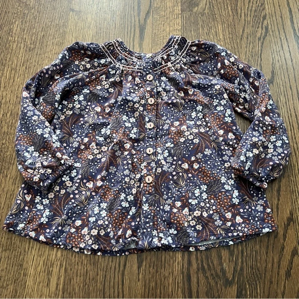 🍭6/$30 Tahari Floral Patterned Long Sleeve Button Blouse for Toddler Girl - 2T